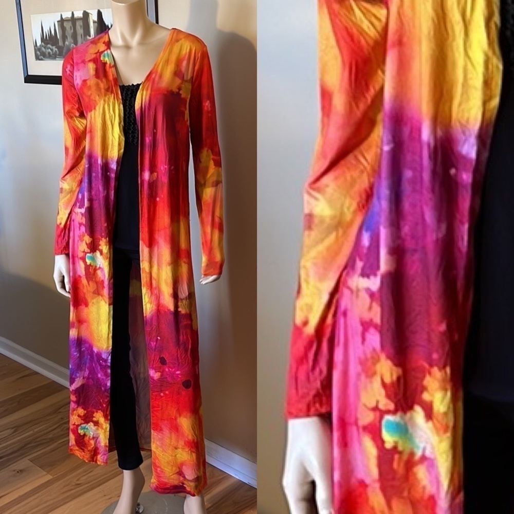 LOVE Highlight Tie Dye Maxi Colorful Duster. Size XL. D3/A1902